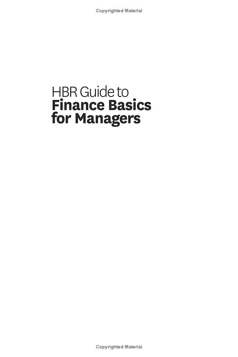 Harvard Business Review Guide To Finance Basics For Managers
