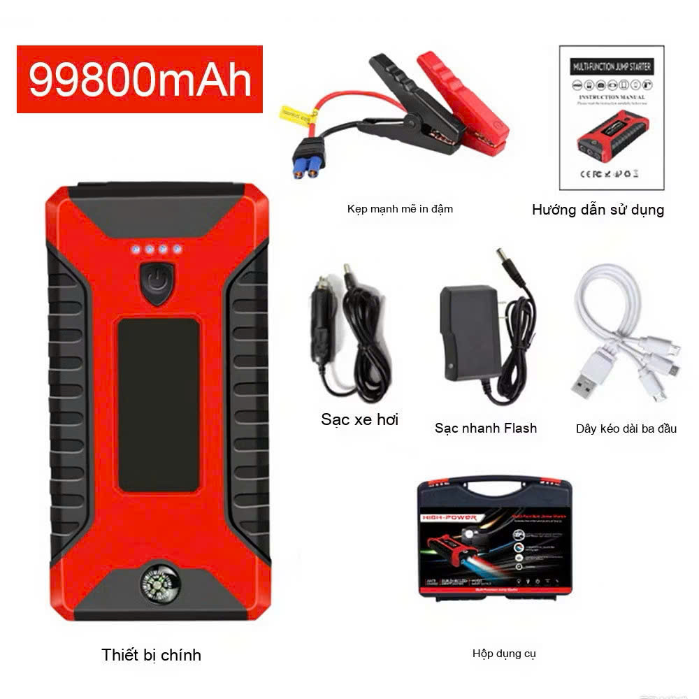 Bộ Kích Đề Nổ Ô Tô Loại Xịn 3 Trong 1 Hàng Nhật– Kích Nổ, Sạc Dự Phòng, Đèn Pijn Siêu Sáng Đa Năng, đèn trang trí