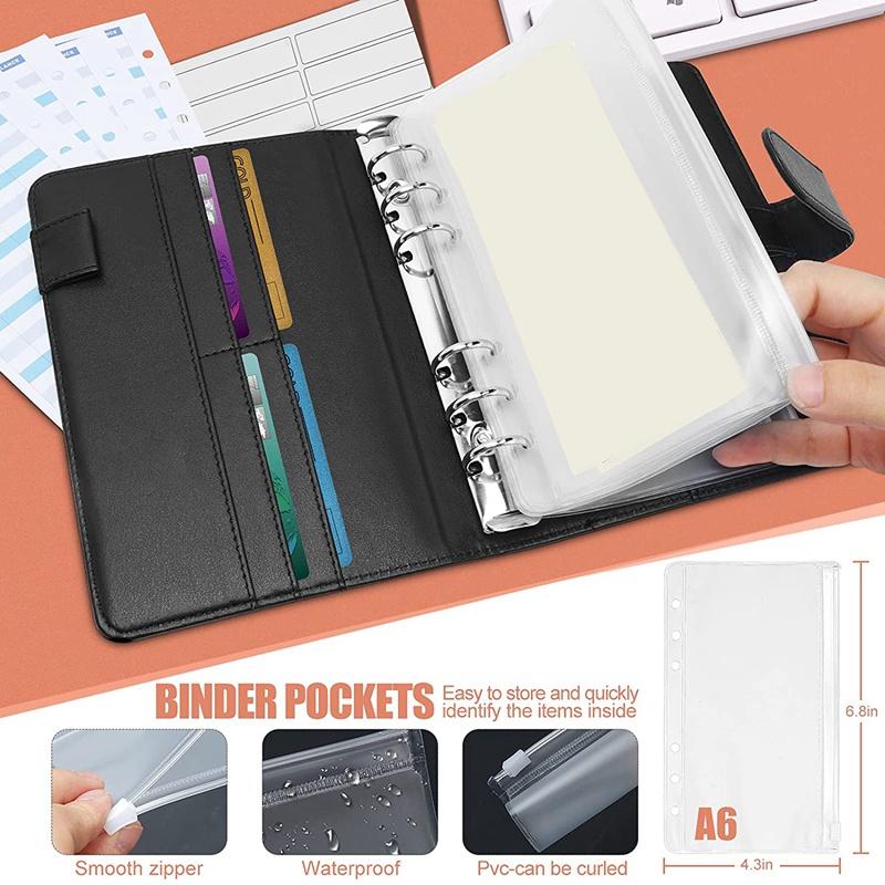 2PACK A6 Budget Organizer Binder, A6 Cash Envelope System Binder with 24 Cash Envelopes 24 Labels for Budgeting