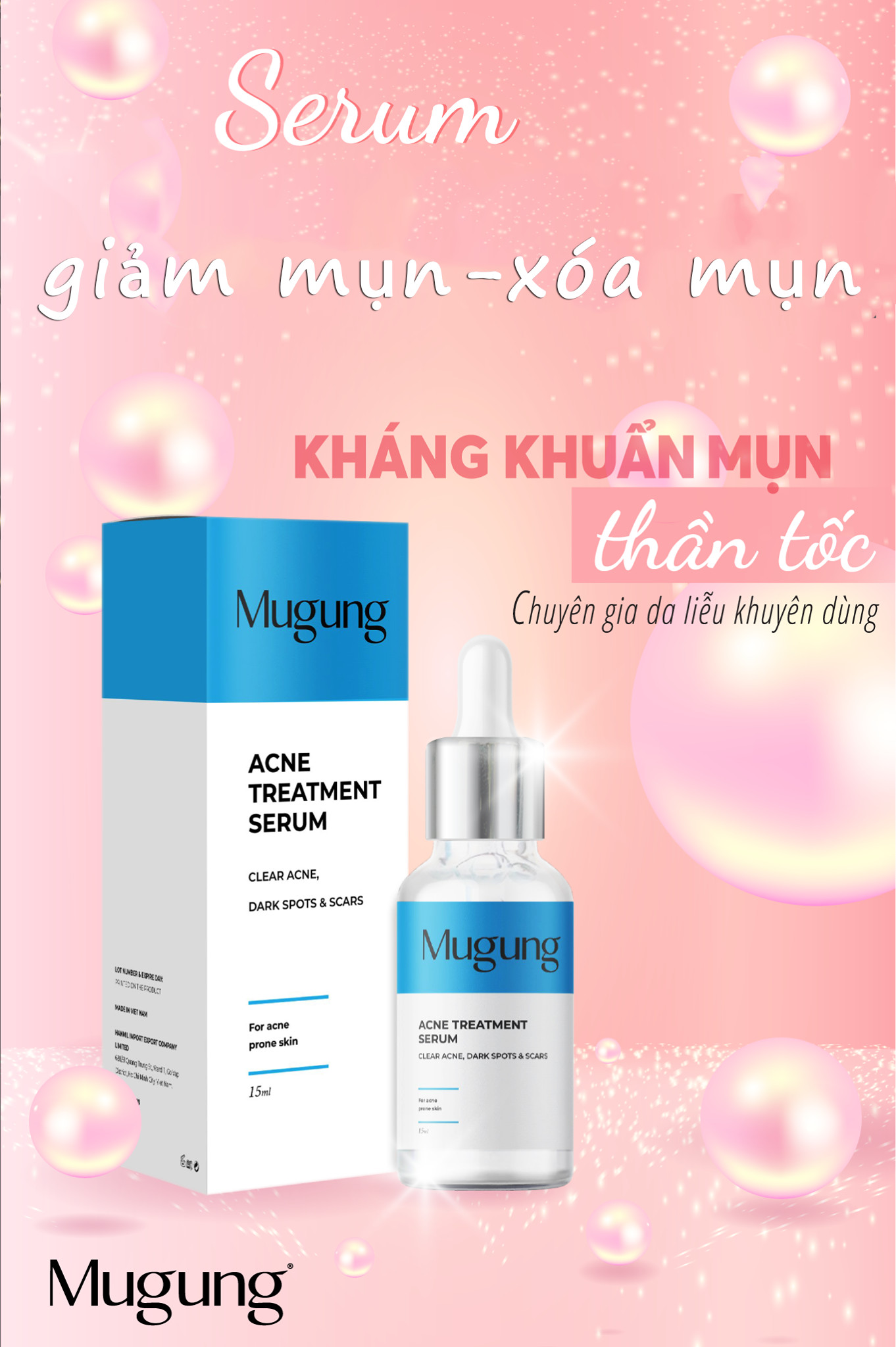 Mugung Korea Serum ngăn ngừa tất cả các loại mụn cứng đầu không bong da giúp cho làn da đep tự tin hơn 