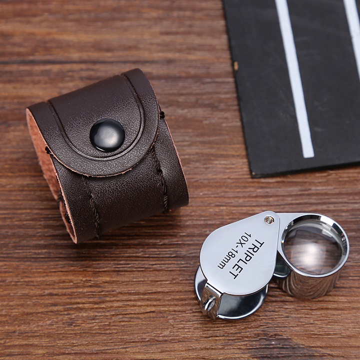 Kính lúp siêu mini cầm tay đường kính 18mm băng thép không gỉ có đèn trợ sáng cao cấp 7007