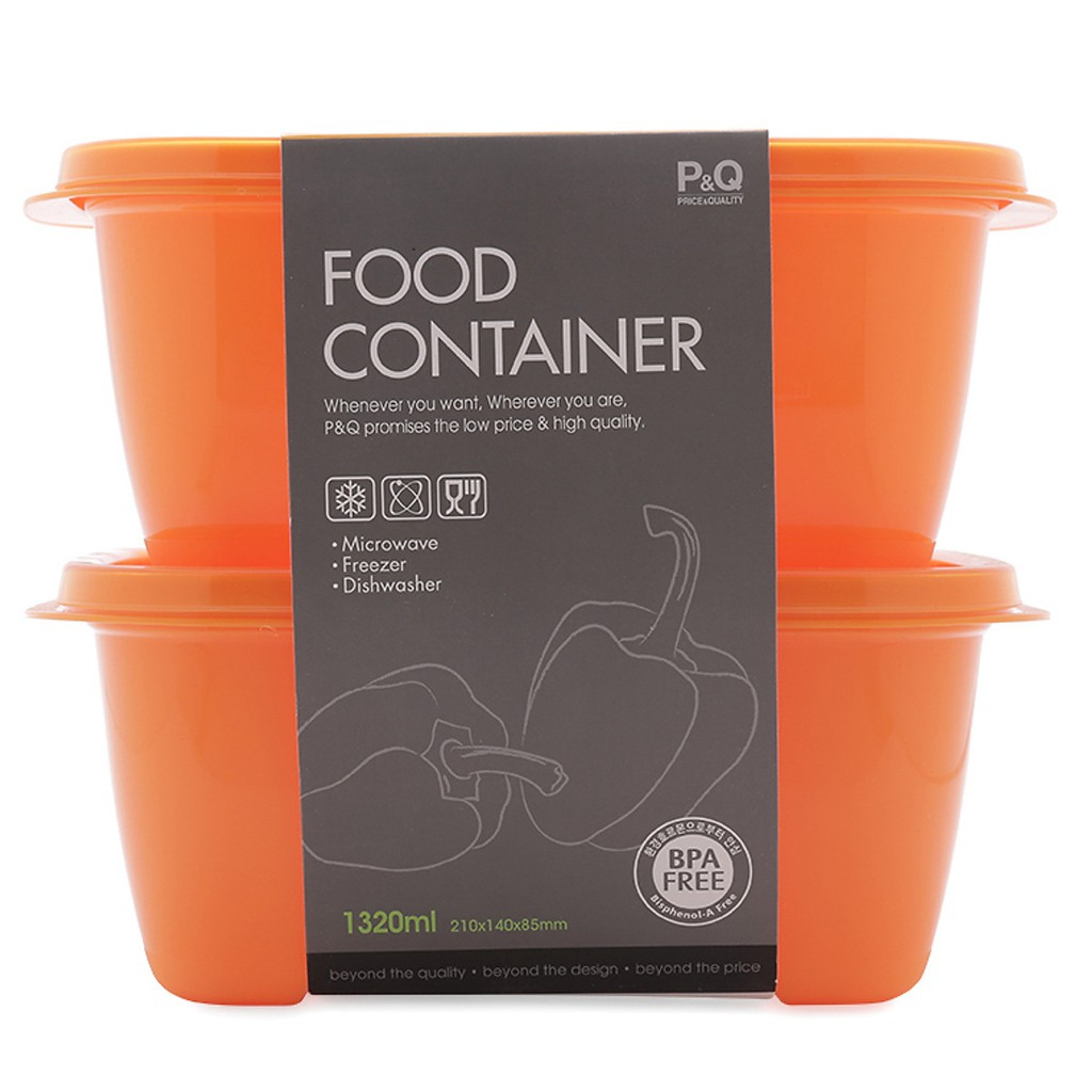 Bộ 2 hộp nhựa bảo quản thực phẩm Food Container LocknLock P-00011Or, Hàng chính hãng, Dung tích 1320ml, nắp kín - JoyMall
