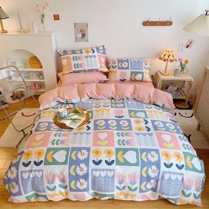 Set Cotton Living 100% cotton Hàng nhập khẩu Cao Cấp 4 Món Hoạ Tiết Đáng Yêu