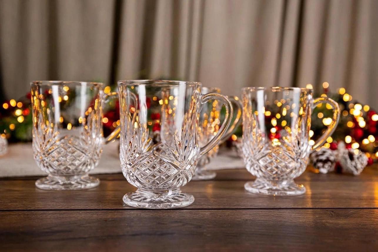Set 4 cốc bia pha lê Godinger Dublin có quai 350ml Hàng chính hãng