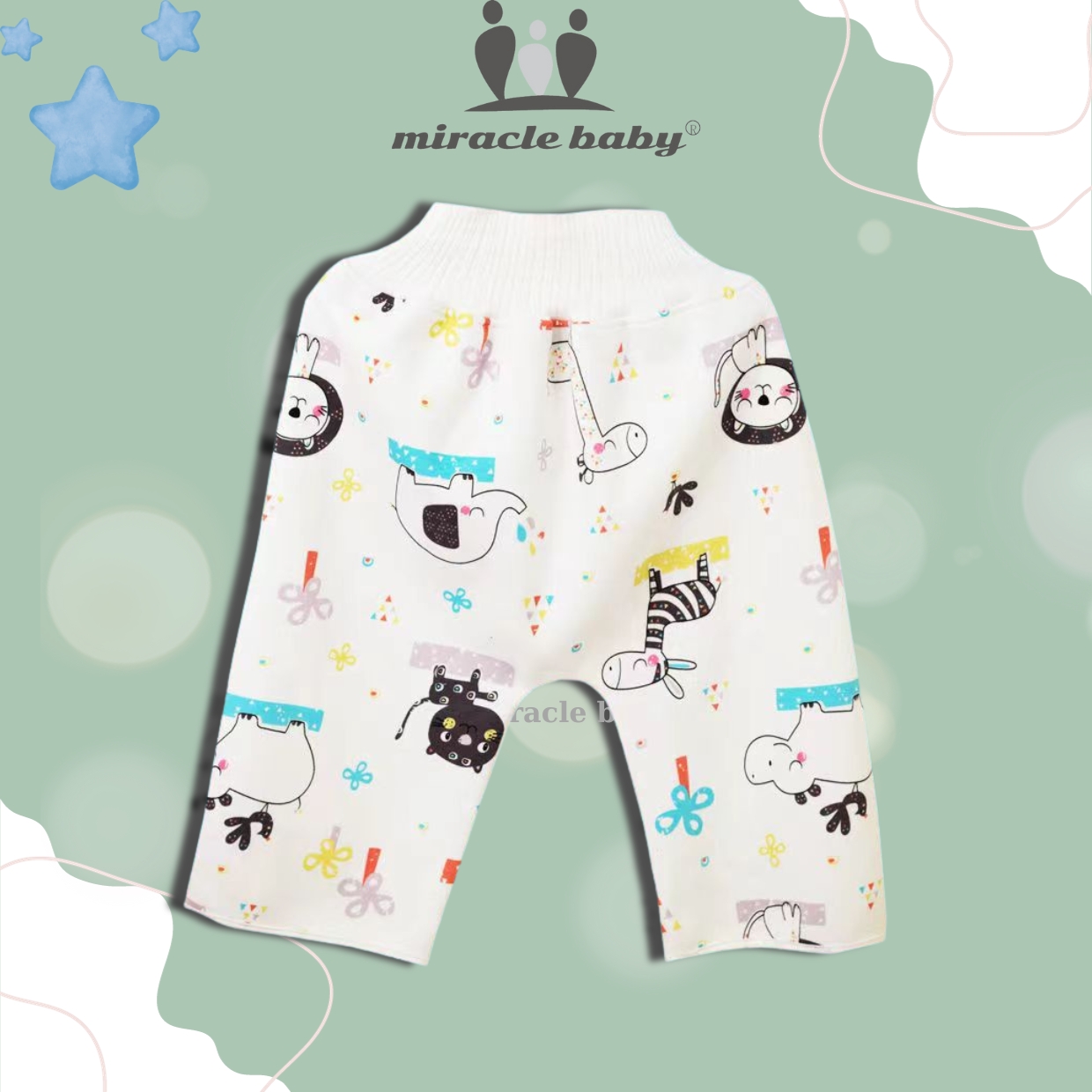 Quần bỏ tả Miraclebaby tập đi vệ sinh bằng vải dành cho bé thấm hút nước tốt, chống tràn AUPP phu hợp với bé từ 6-12 tháng