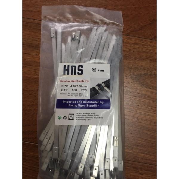 Túi 100 sợi dây rút inox 304 chịu lực, chịu nhiệt 15cm 4,6x150mm