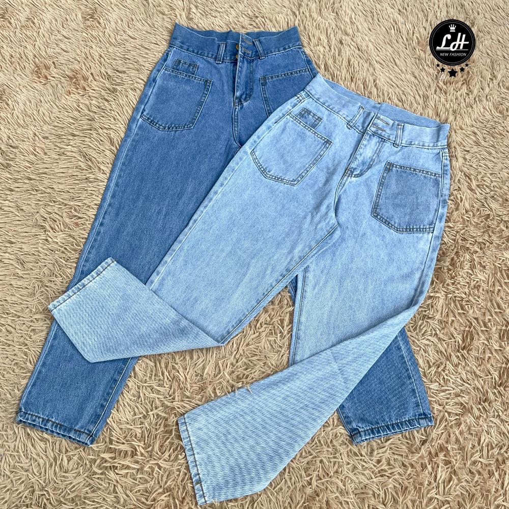 Quần baggy jean nữ Lê Huy Fashion lưng siêu cao 2 nút kiểu túi trước form đẹp giá rẻ MS 340