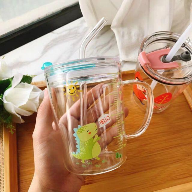 Cốc Tập Uống Sữa Cho Bé Có Chia Vạch Dung Tích 400ML TẶNG KÈM ỐNG HÚT