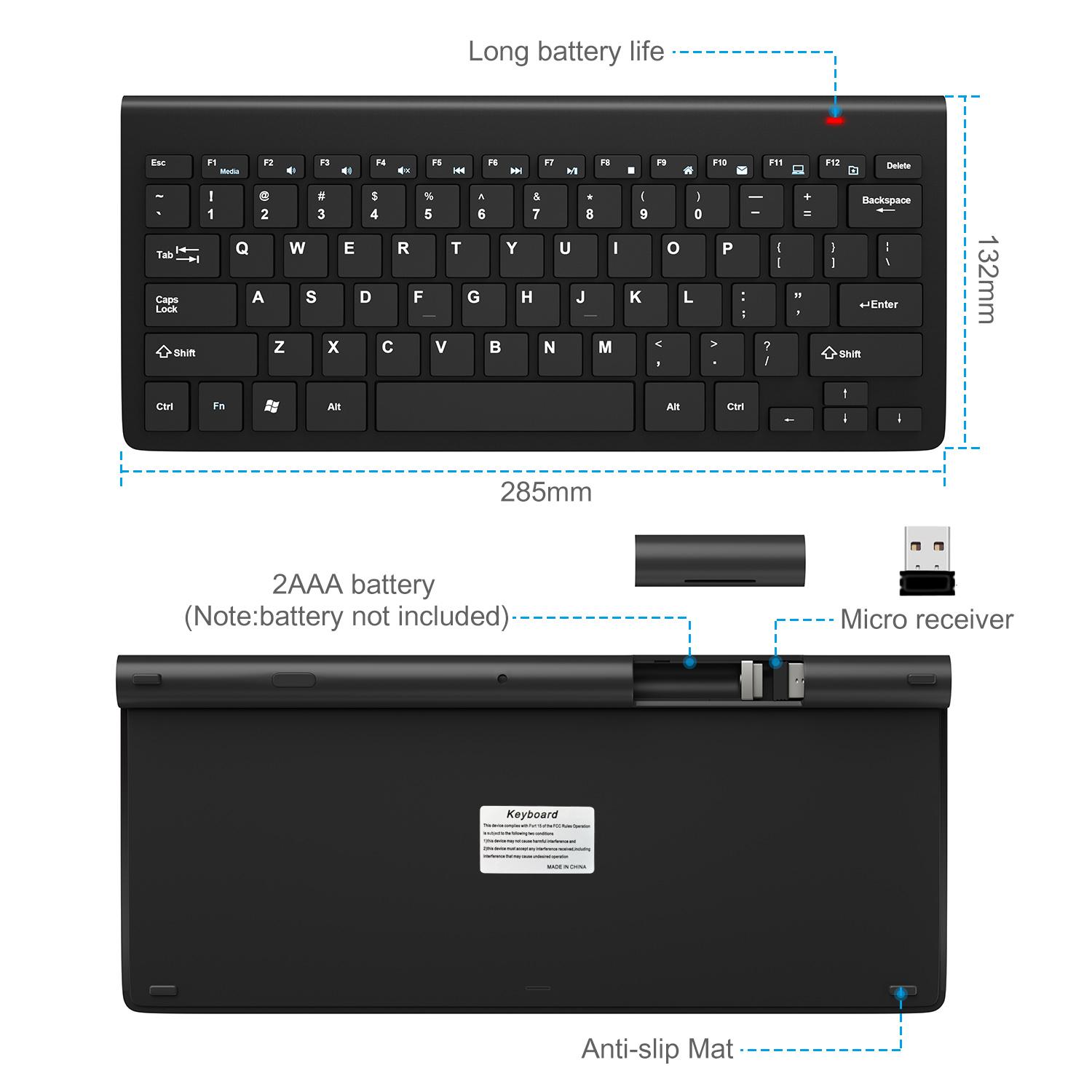 Bàn Phím Không Dây Mini USB Bàn Phím Chuột Combo Dành Cho Máy Tính Laptop Tivi Máy Tính Cao Su Keycaps Công Thái Noiseless Bàn Phím