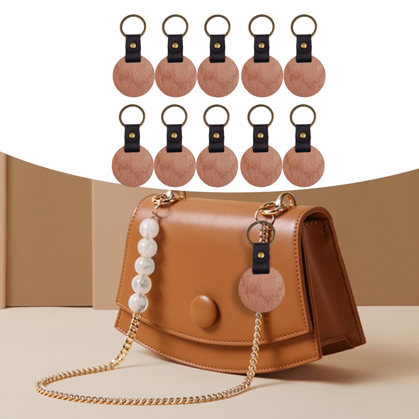 10Pcs Wooden Keychain Keychain Holder for DIY Crafts Bag Pendant Home