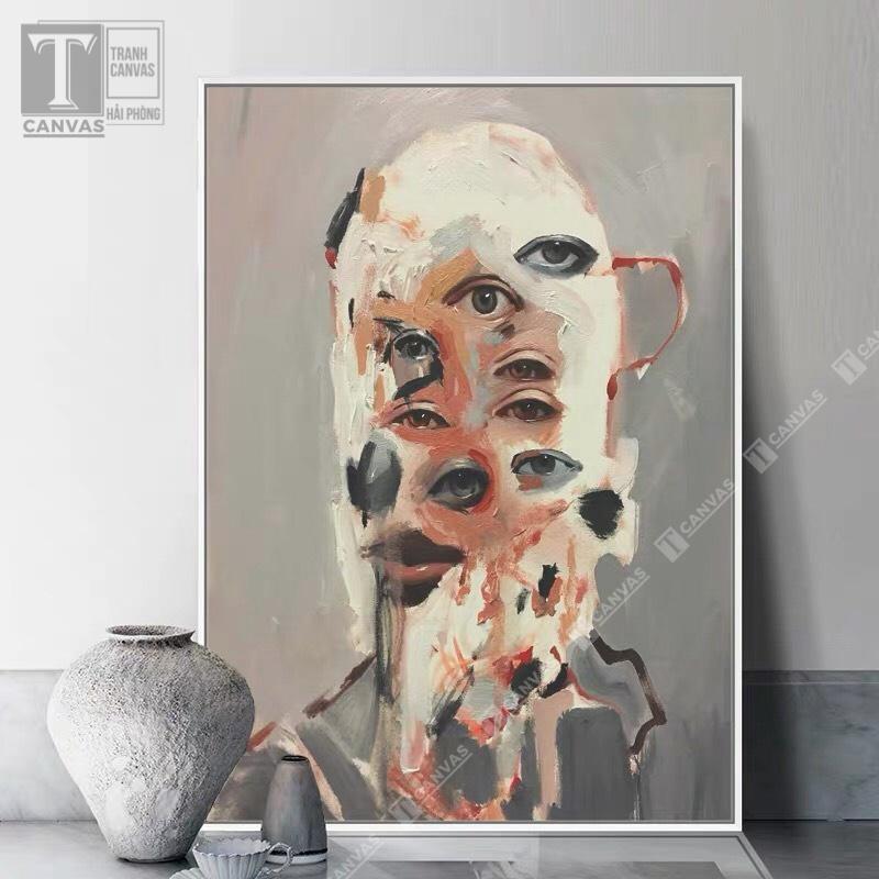 Tranh canvas treo tường phòng khách, tranh nghệ thuật Cô gái che mặt CGCM80-83