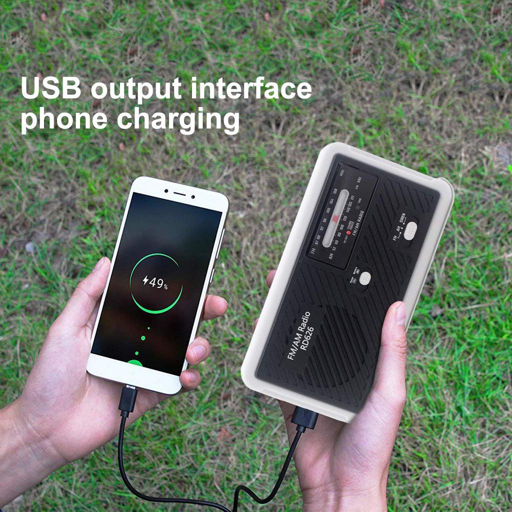 AM/FM/ Radios Solar Hand Crank Powered & LED Light Phone Charger Black