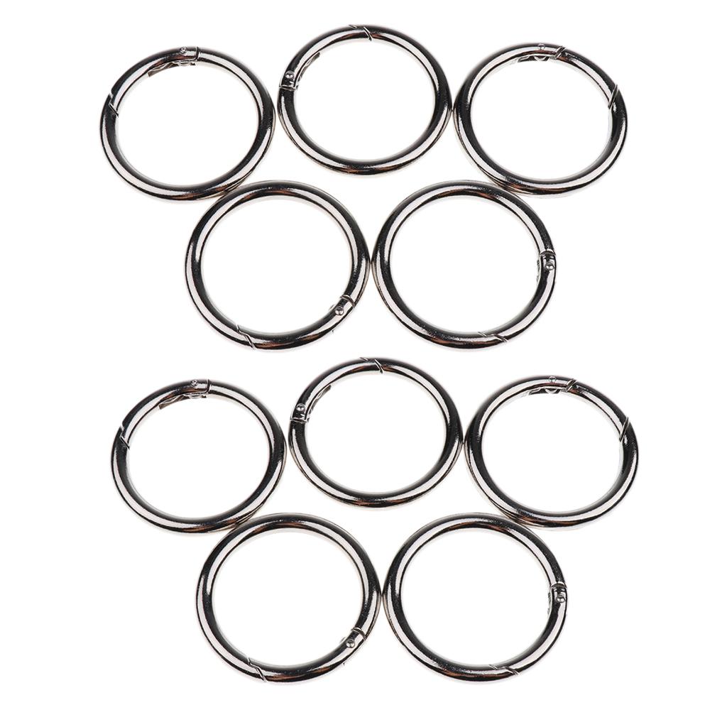10PCS Metal Round Carabiner Spring Snap Clips Hook Keychain Keyring Buckle 49mm