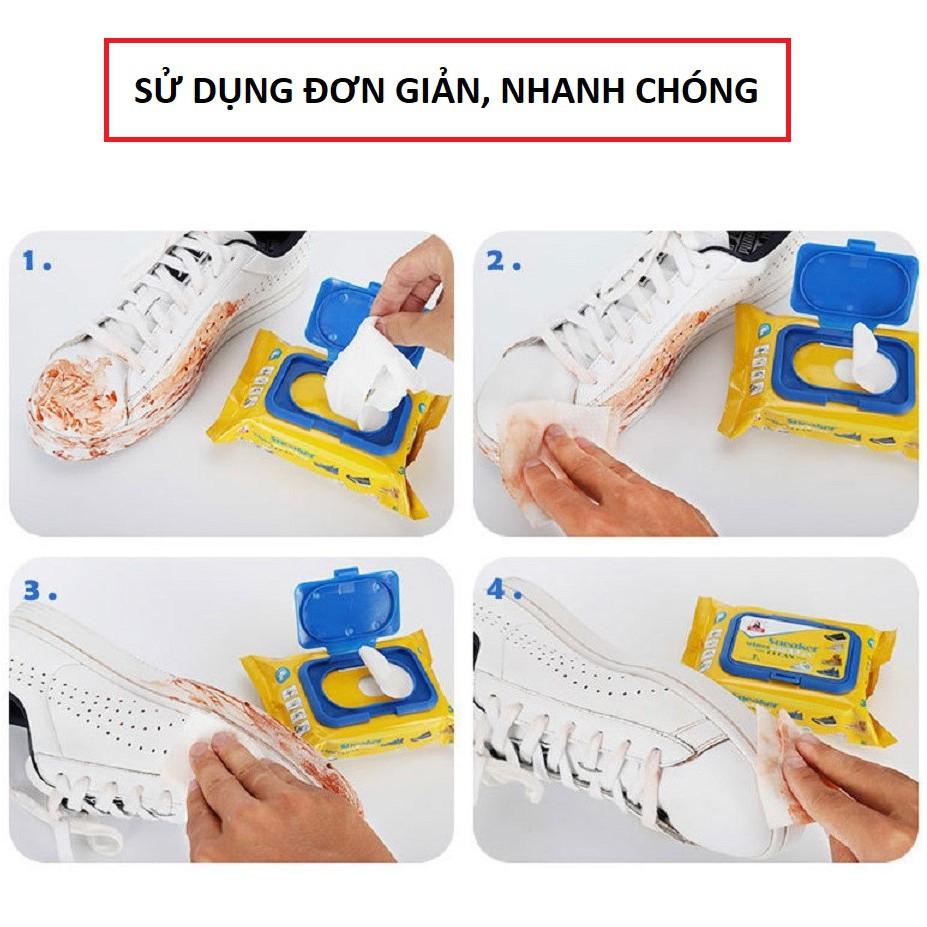 Giấy Lau Giày Siêu Sạch - Khăn Lau Giày Đa Năng Giày Sneaker, Giày Da, Giày Thể Thao Gói 30 Tờ