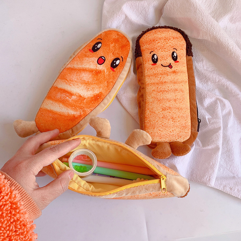 Túi Đựng Bút Hình Bánh Mì Nhồi Bông Sáng Tạo Vui Nhộn Sức Chứa Lớn - Hàng Chính Hãng