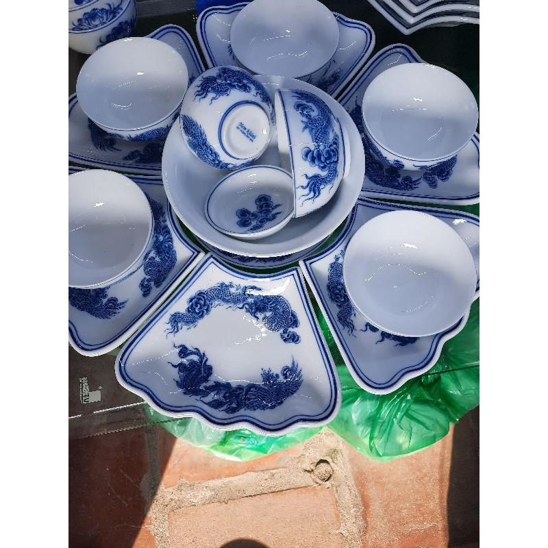 Bộ bát đĩa hoa mặt trời sứ Bát Trang.