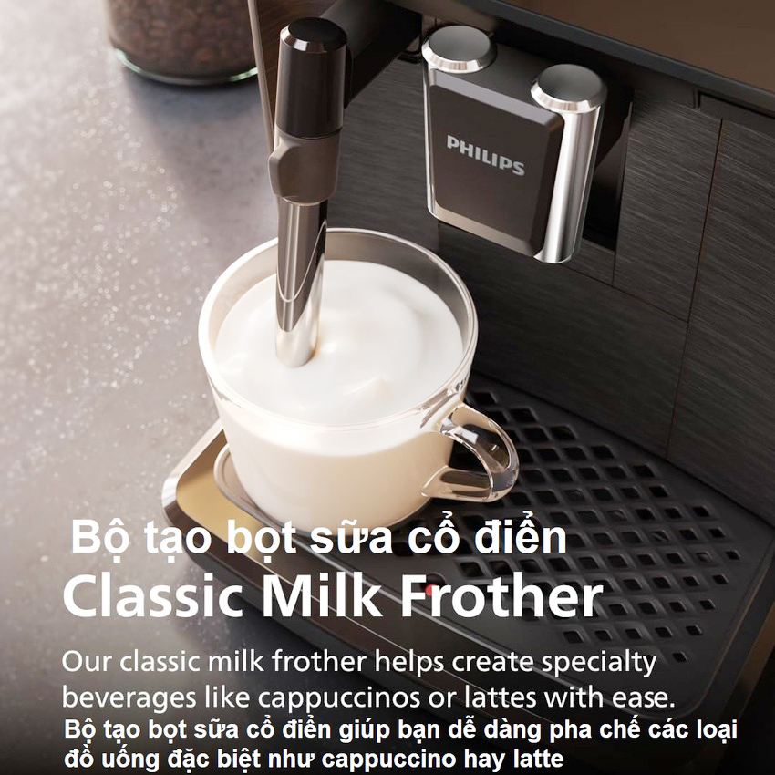 Máy pha cà phê Espresso, Americano tự động và Capuccino, Latte thương hiệu Hà Lan cao cấp Philips EP1221/69 - Hàng nhập khẩu