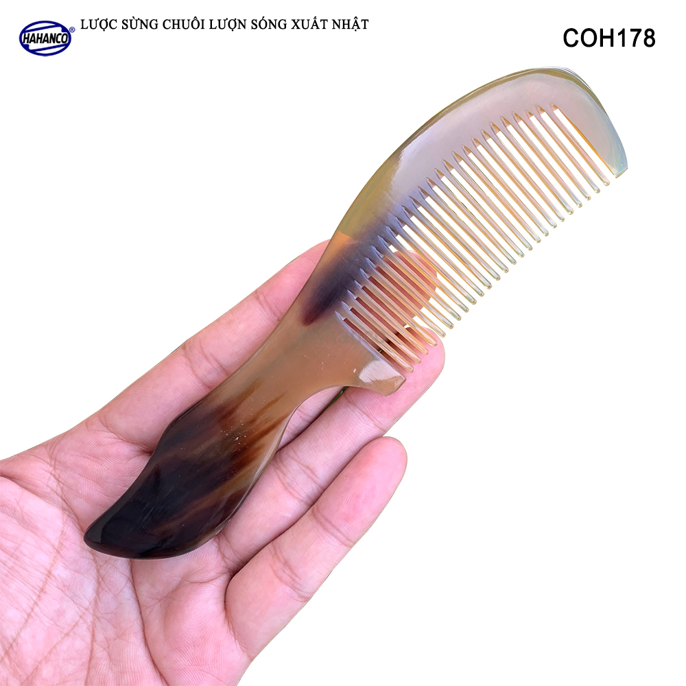 Lược sừng xuất Nhật COH178 - Lược trơn chuôi sóng cao cấp - Chăm sóc tóc