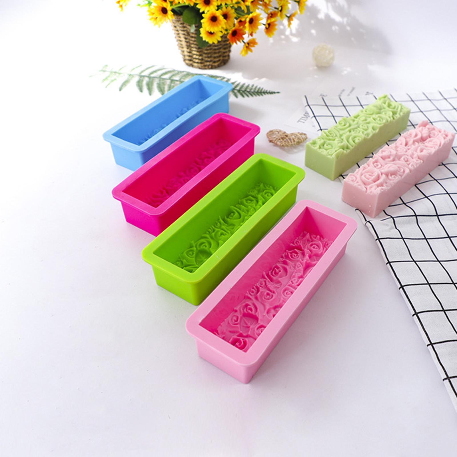 Rose Flower Silicone Loaf Soap  Rectangular Embossed Mould DIY