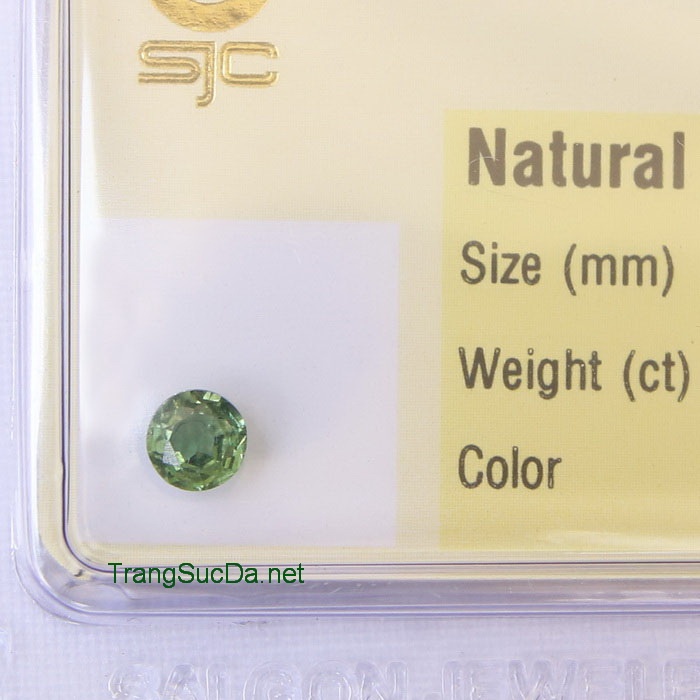Đá phong thủy kiểm định - Viên đá sapphire xanh lá cây mài giác thiên nhiên