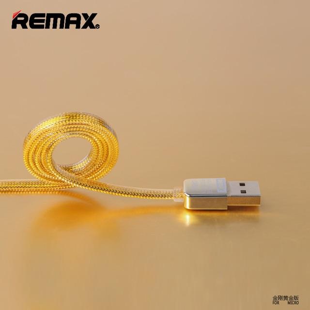 Cáp sạc Remax mạ vàng 1m cho cổng Micro USB Hàng Chính Hãng