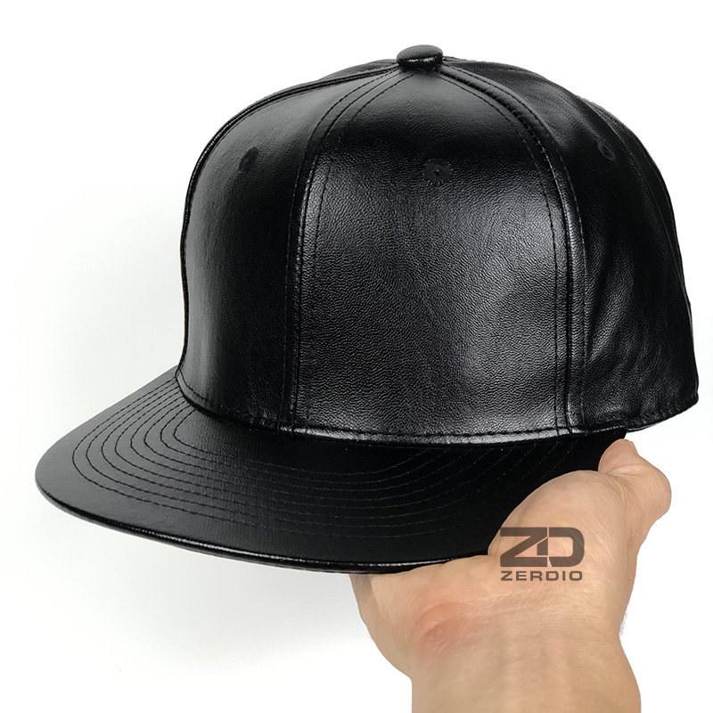 Mũ lưỡi trai snapback hiphop, mũ da nam đen trơn cao cấp SN87