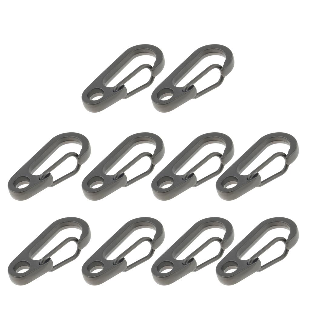 10Pcs Outdoor Camping Mini Carabiners Snap Spring Clip Hook Keychain Gray