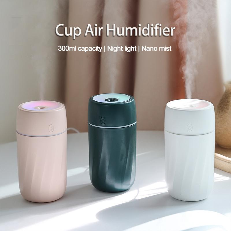 USB Máy Tạo Độ Ẩm Không Khí Gia Đình Phòng Ngủ Siêu Âm Tinh Máy Khuếch Tán Tinh Dầu Mini Thoáng Mát Phun Sương Tạo Có Đèn LED Đèn Ngủ