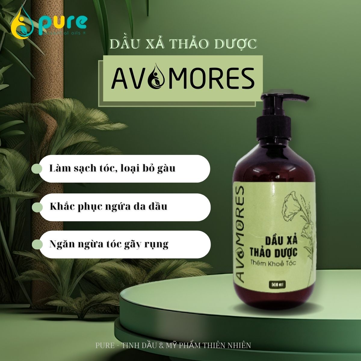 Dầu xả thảo dược AVAMORES - Giúp tóc suôn mềm, Giữ màu tóc nhuộm, Nuôi dưỡng tóc từ gốc 500ml
