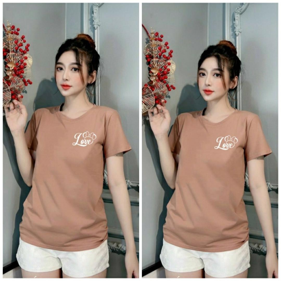 Áo thun nữ MXM cổ tròn form rộng in chữ Love thun cotton 4 chiều từ 45-60kg