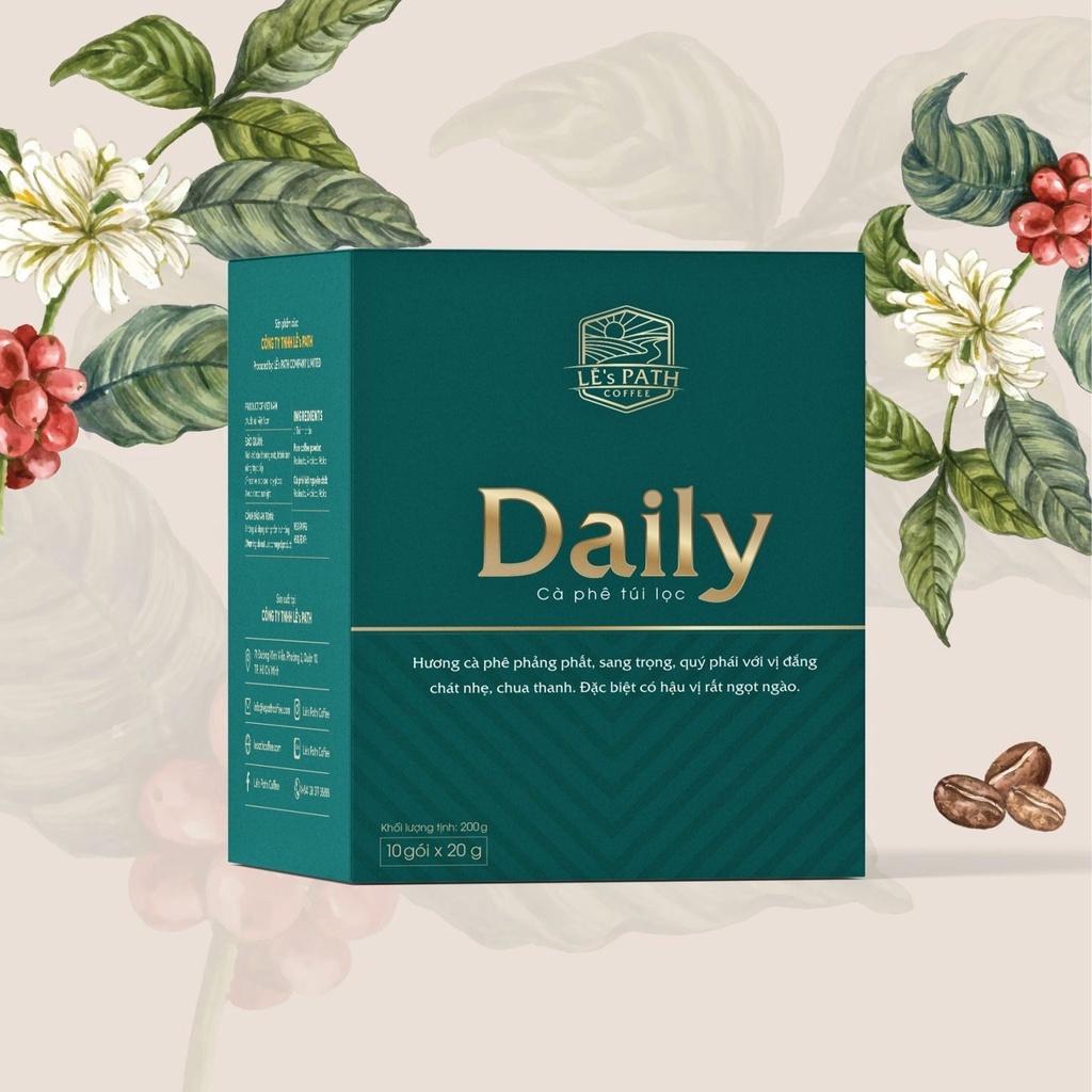 Cafe túi lọc Daily Lê's Path - 10 gói x 20g. Túi lọc cà phê nhỏ xinh, gọn nhẹ, hiện đại cùng hương vị tuyệt vời