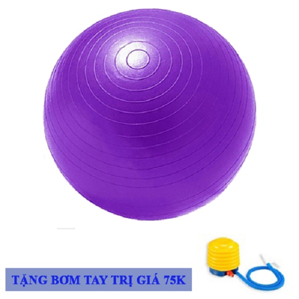 Bóng tập yoga trơn màu tím - tặng kèm bơm