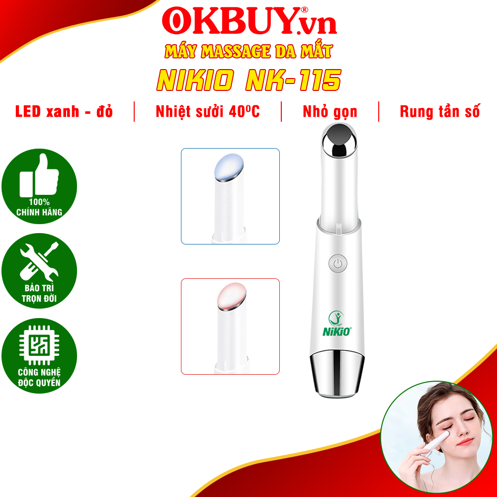Bút Massage Mắt, Máy Mát Xa Môi Nhiệt Nóng Nikio NK-115 - Giảm Nếp Nhăn Và Thâm Quầng Mắt, Mỏi Mắt Hiệu Quả