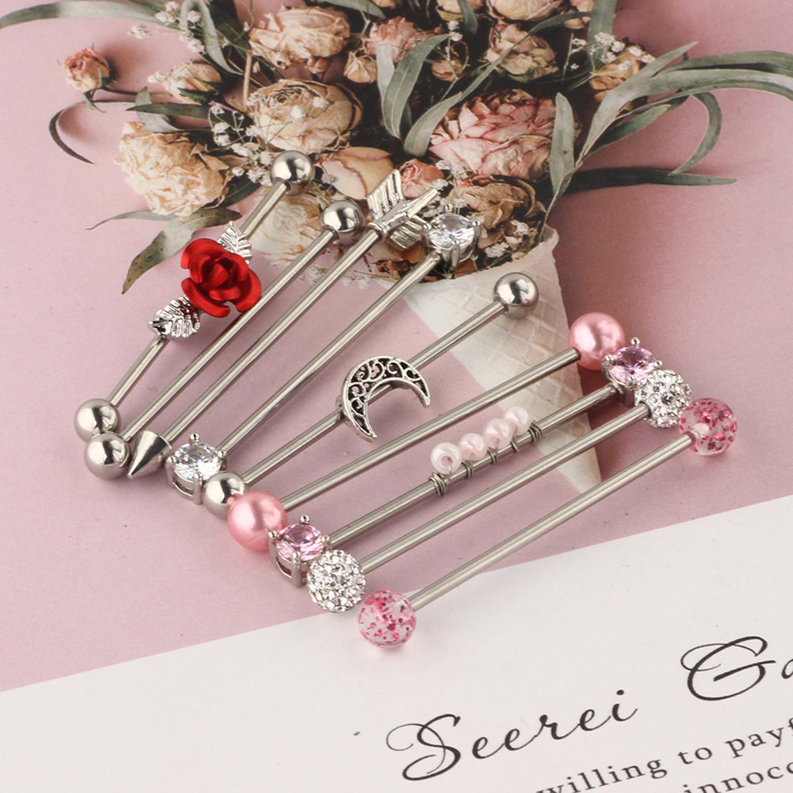 Pair trend ear industrial piercing barbell earrings jewelry punk accessory