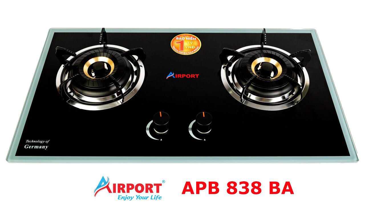 Bếp Gas Âm Mặt Kính Cao Cấp Airport - APB 838 BA - Hàng Chính Hãng