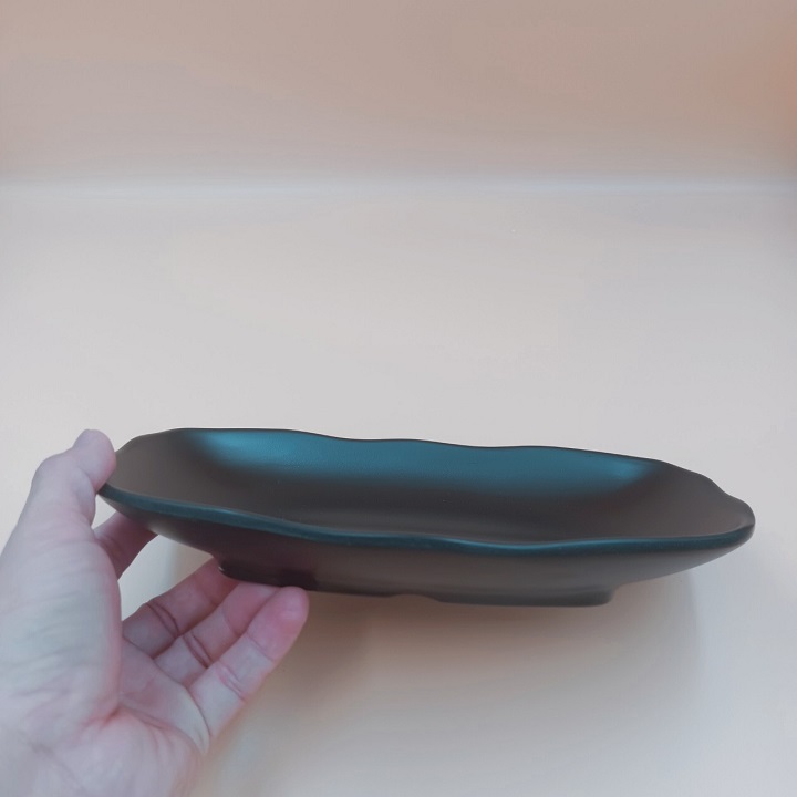 Đĩa Bầu Dục Sâu Melamine đen nhám chống cháy siêu bền hàng nhập khẩu