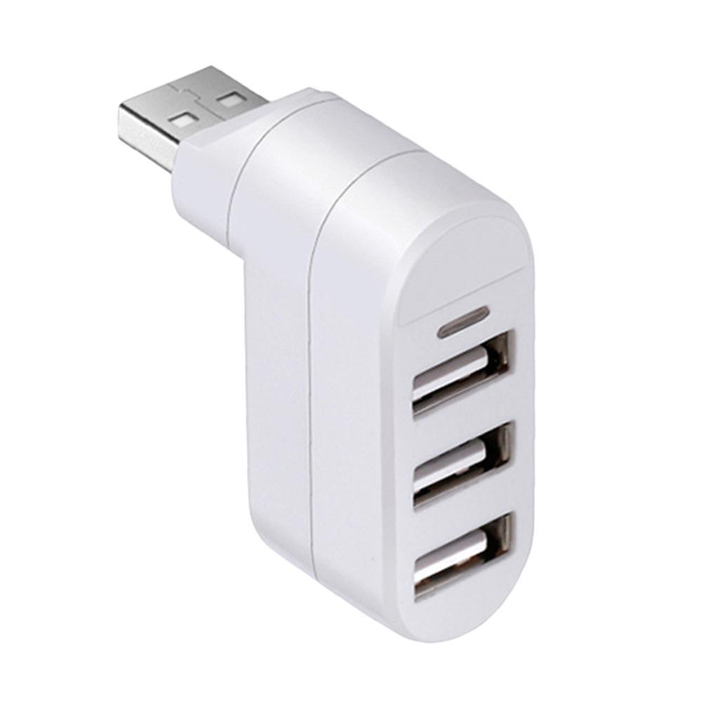 2x Rotatable 3 Ports USB 3.0 HUB + 2 USB 2.0 Adapter Splitter White