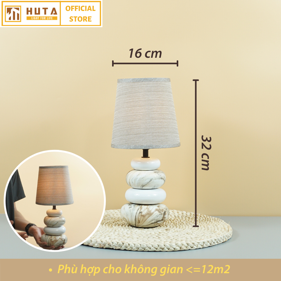 Đèn Ngủ HUTA Light For Life S12 Đá Gốm Sứ Xếp Độc Đáo, Decor Trang Trí Phòng Ngủ, Điều Chỉnh Độ Sáng, Bóng Led Sáng Vàng Tiết Kiệm Điện