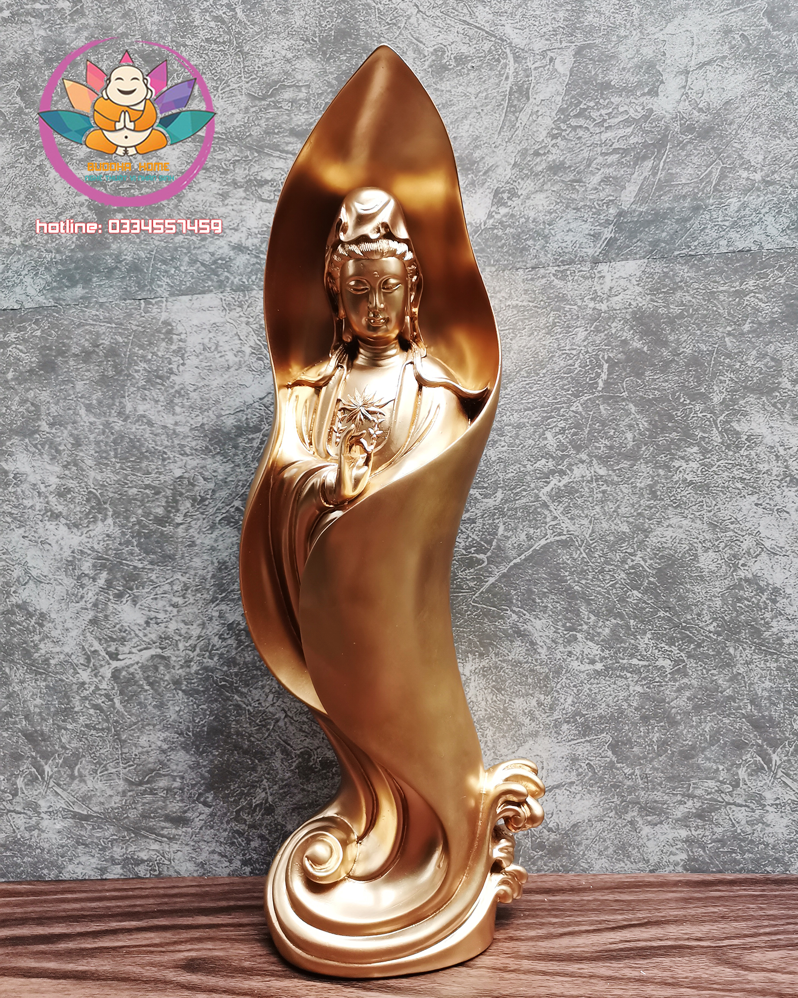 Tượng Quan Âm cao 46cm trang trí nội thất nhà cửa- phong thủy- thờ cúng