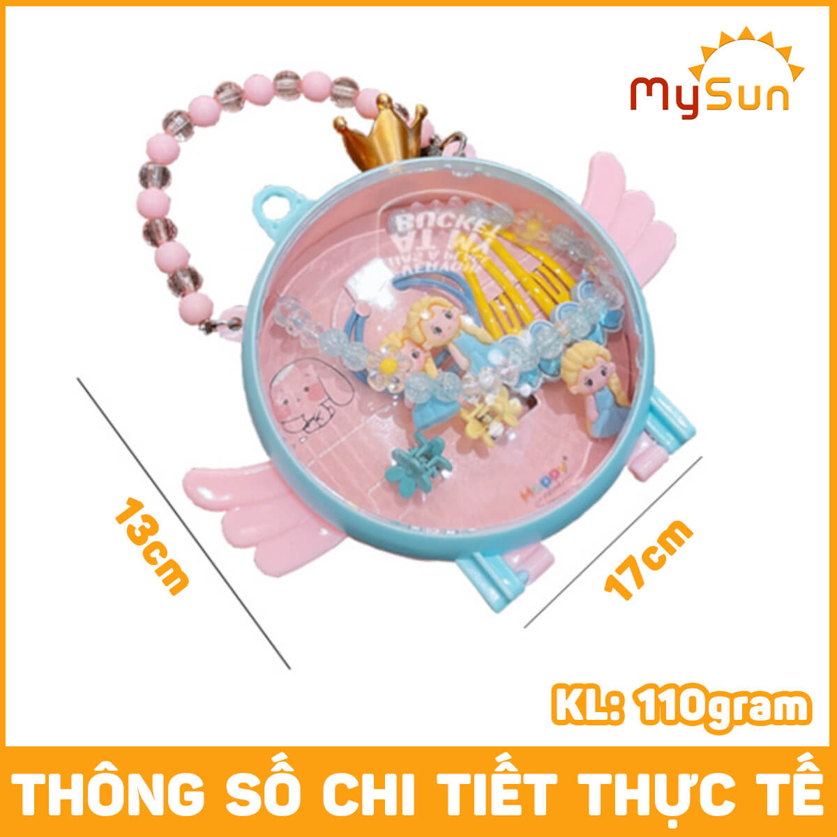 Hộp phụ kiện dây chun buộc, nơ vải dài kẹp tóc cho bé gái MySun