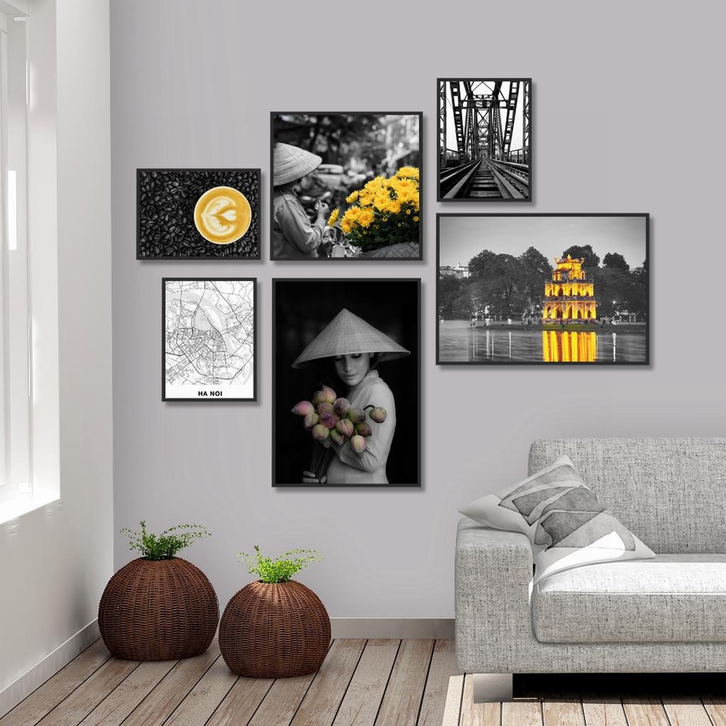 Bộ 6 Bức Tranh Treo Tường Canvas Hà Nội Xưa