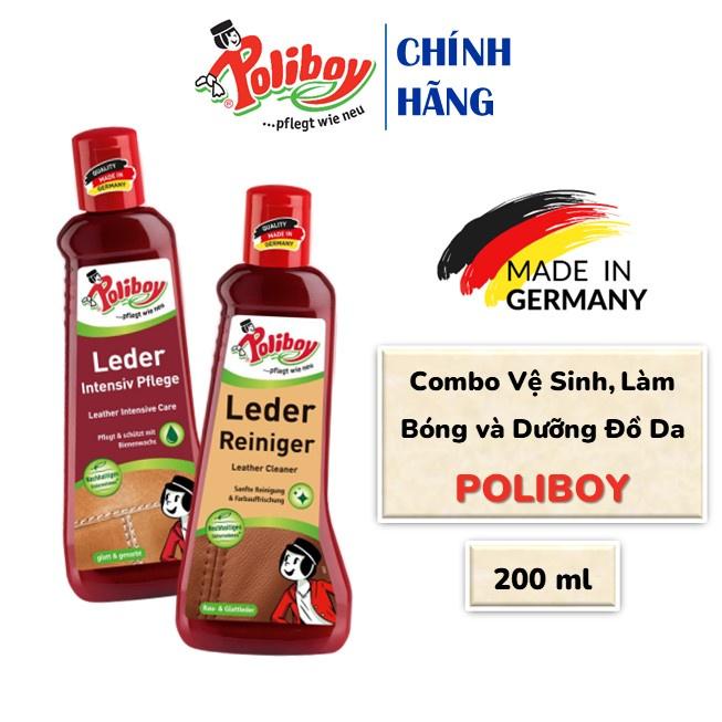 Combo vệ sinh và làm bóng đồ da POLIBOY làm mới ghế da ô tô 200ml bảo dưỡng túi da