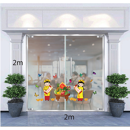 Decal Dán Tường Trang Trí Tết Bé Chúc Xuân 2