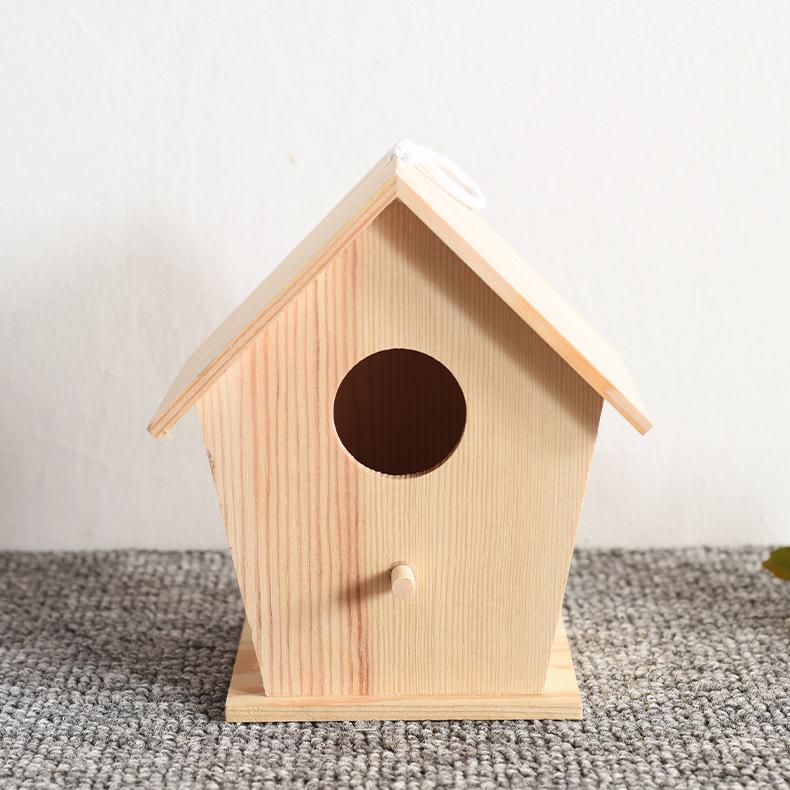 Tổ Chim Bằng Gỗ Treo Sáng Tạo Lồng Chim Bằng Gỗ Hình Ngôi Nhà Sáng Tạo Treo Tường Tổ Chim, 13*9.5*14.5 Cm