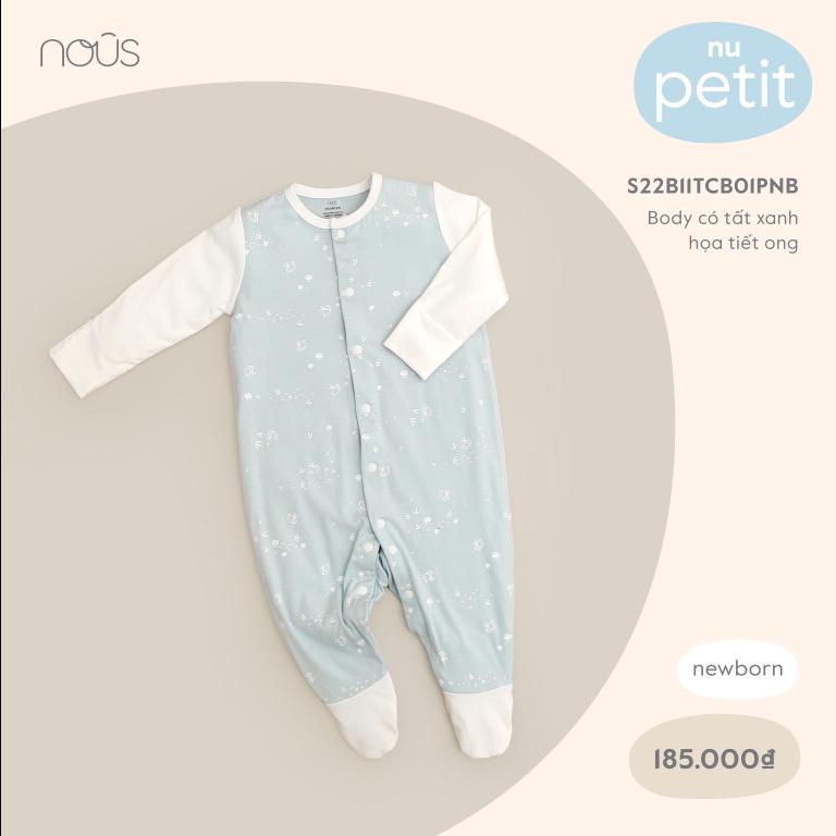 Bộ Quần Áo Sơ Sinh Nous Cài Thẳng Nous+Cài Lệch Body có Tất Chất Petit Size