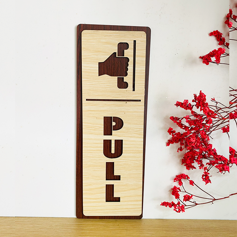 Bảng Push – Pull, Kéo - Đẩy gỗ decor dán cửa ra vào sang trọng, độc đáo – PP10