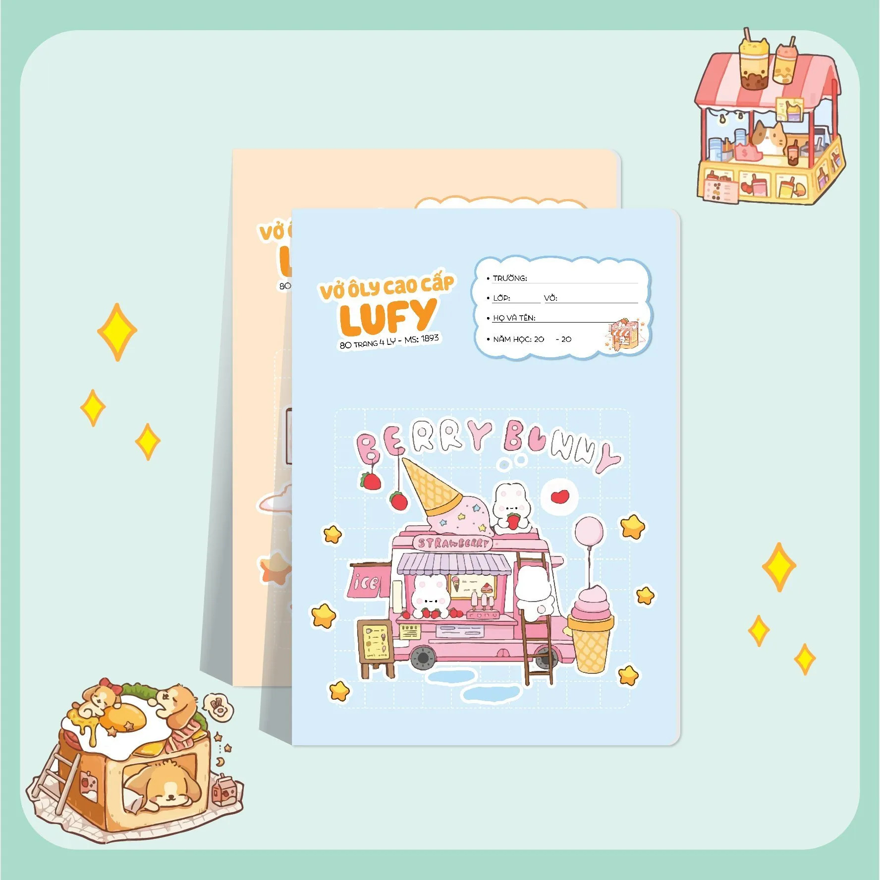 Vở 4 ô ly Hải Tiến 80 trang LUFY 1893 - Định lượng 100gsm