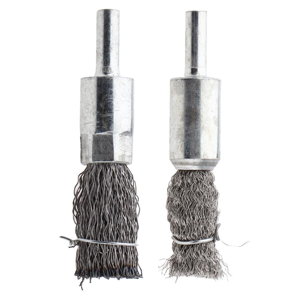 2pcs 6mm Shank Pen Wire Brush Polishing Wire Brush Metal Surface Cleaning