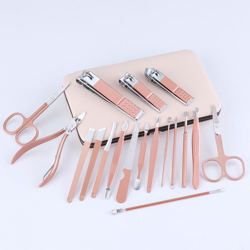Dụng Cụ Bấm Móng Tay 16 Món Đa Năng Kèm Hộp Da Sang Trọng Dành Cho Gia Đình