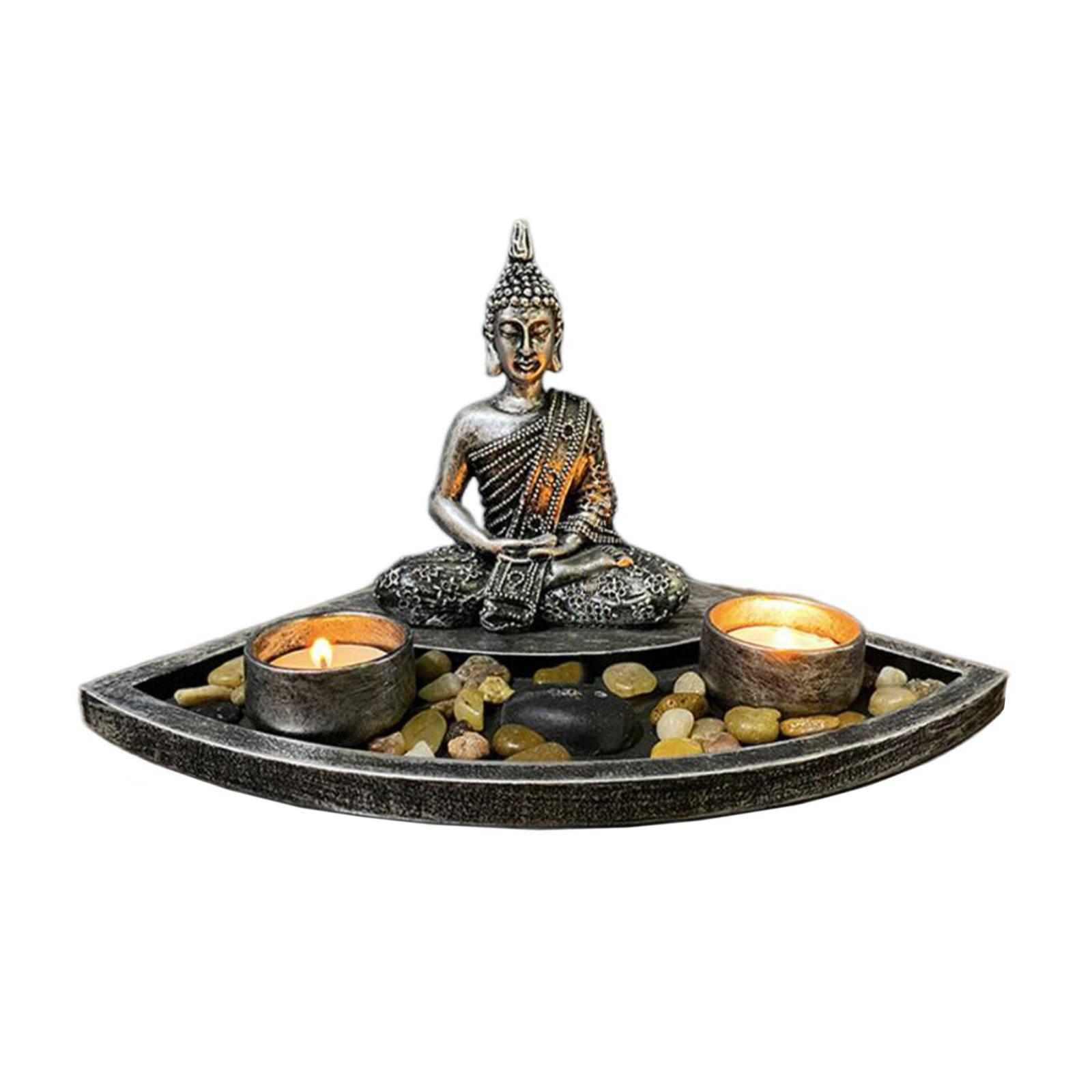Candle Holder Resin Buddha Statue for Ornaments Garden Room A